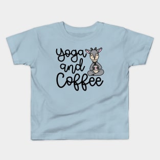 Yoga and Coffee Goat Yoga Fitness Funny Kids T-Shirt